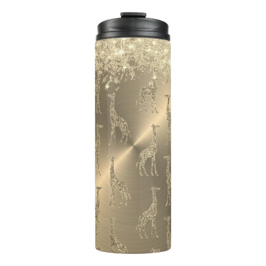Bouteilles Isothermes Glitterie Giraffes sur Glitzy Gold (Devant)