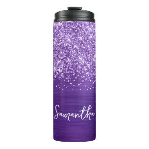 Bouteilles Isothermes Glittery Amethyst Purple Glam Nom personnalisé