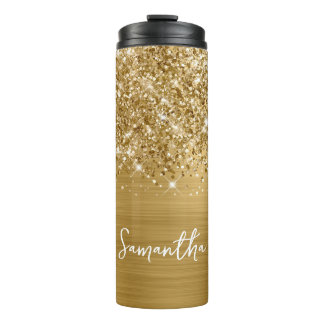 Bouteilles Isothermes Glittery Gold Glam Nom personnalisé