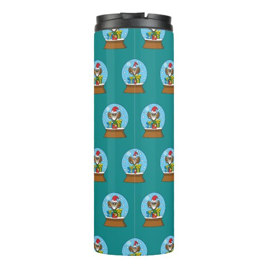 Bouteilles Isothermes Globe des neiges avec Chouette du Père Noël (Dos)