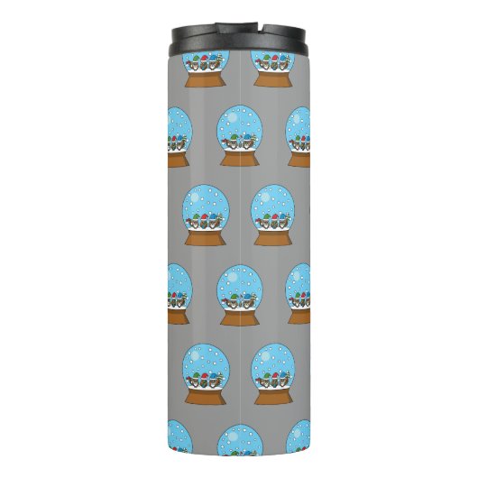 Bouteilles Isothermes Globe des neiges avec trois Chouettes Gnomes (Dos)