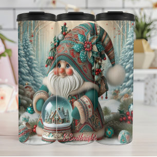 Bouteilles Isothermes Gnome de forêt d'hiver avec le monde illuminé