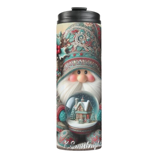 Bouteilles Isothermes Gnome de Noël avec Globe des neiges (Devant)