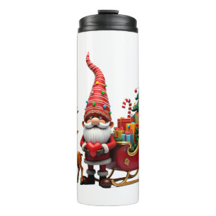 Bouteilles Isothermes Gnome Lumière de Noël Père Noël Chevauchant un Tra