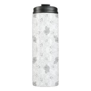 Bouteilles Isothermes Gobelet de voyage thermique à fleurs gris élégant