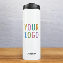 Gobelet en acier inoxydable blanc avec logo d'entr