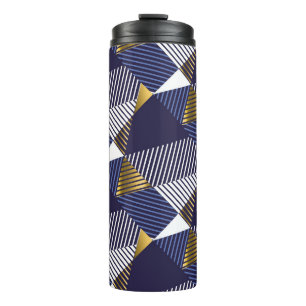 Bouteilles Isothermes Gold Blue Luxe : Motif géométrique sans couture