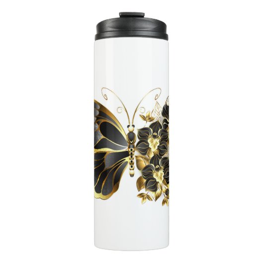 Bouteilles Isothermes Gold flower Butterfly with Black Orchid (Devant)