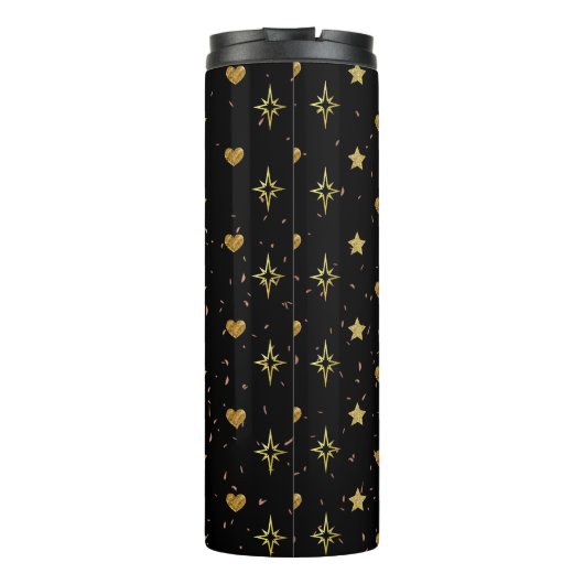 Bouteilles Isothermes Gold Stars Gold Hearts Motifs en noir (Dos)