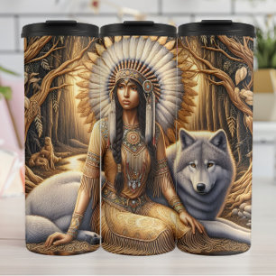 Bouteilles Isothermes Golden Forest Spirit, Woman et Wolf.