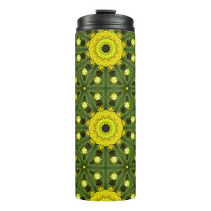Bouteilles Isothermes Golden Green Sunburst Kaleidoscope motif floral
