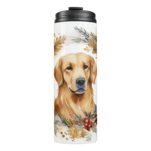 Bouteilles Isothermes Golden Retriever Christmas Wreath Festive Pup (Devant)