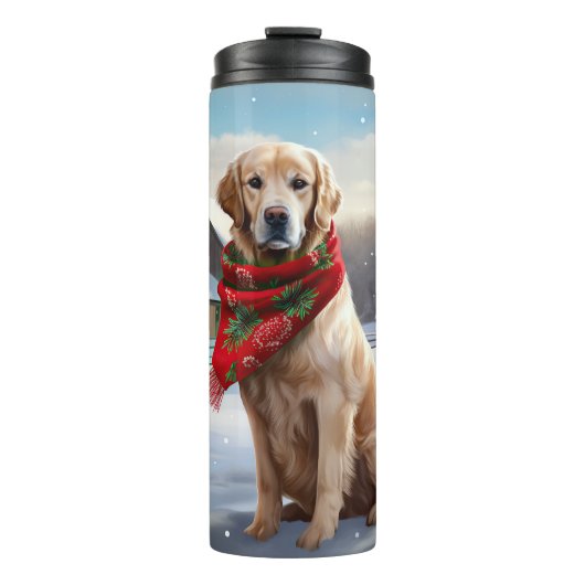 Bouteilles Isothermes Golden Retriever Dog in Snow Christmas (Devant)