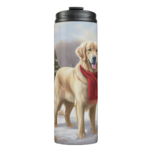 Bouteilles Isothermes Golden Retriever Dog in Snow Christmas