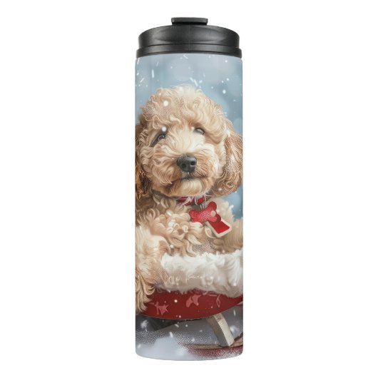 Bouteilles Isothermes Goldendoodle Chien Festif de Noël (Devant)