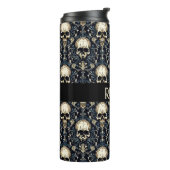 Bouteilles Isothermes Goth Skuls avec Floral Bleu (Tourné sur la gauche)