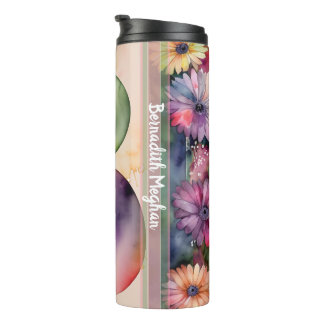 Bouteilles Isothermes Gourde Fleurs Aquarelle Monogramme B Colorée