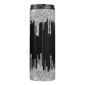 Bouteilles Isothermes Gouttes de paillettes argentées sur fond noir avec (Dos)