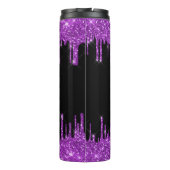 Bouteilles Isothermes Gouttes de paillettes violettes noires monogramme  (Dos)