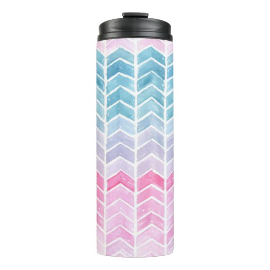 Bouteilles Isothermes Gradient Chevron : Aquarelle Motif Herringbone. (Devant)