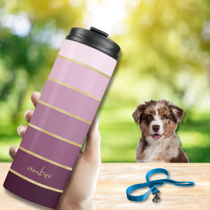 Bouteilles Isothermes Gradient rose à vin personnalisé   Bandes d'or