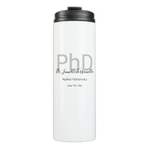 Bouteilles Isothermes Graduate Keepsaké Black Grey Nom PhD Graduation