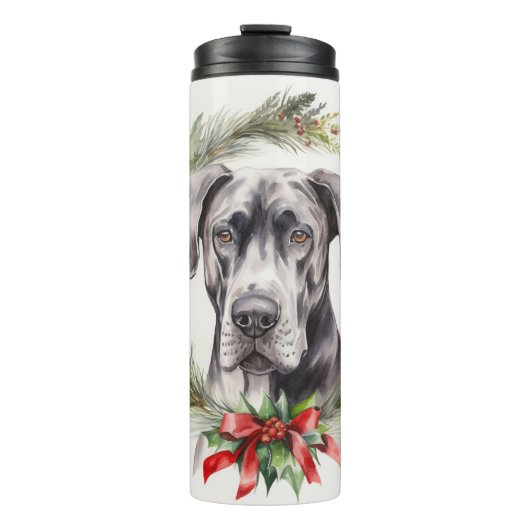 Bouteilles Isothermes Grand Dane Noël Wreath Festive Pup (Devant)