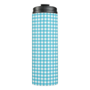Bouteilles Isothermes Grand verre avec un motif à carreaux bleus et blan