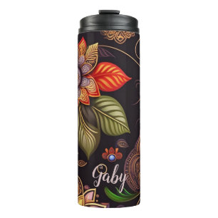 Bouteilles Isothermes grandes fleurs avec ornements motif noble