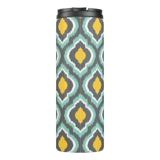 Bouteilles Isothermes Gray Aqua et Yellow Ikat Monogramme marocain (Dos)