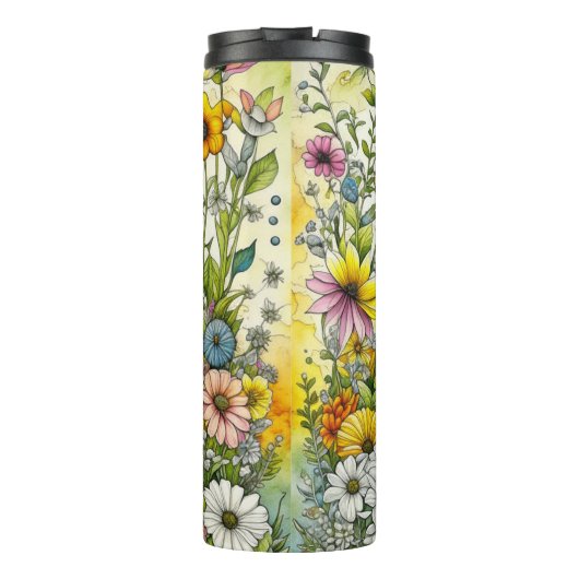 Bouteilles Isothermes Gray Kitty Chat assis en Fleurs (Dos)