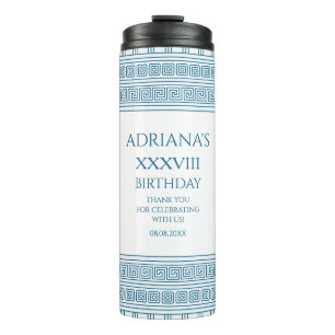Bouteilles Isothermes Grec cadeau de fête avec méandre motif en bleu