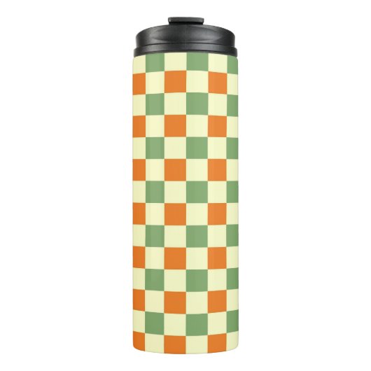 Bouteilles Isothermes Green Orange Brown À damiers En vichy Motif (Devant)