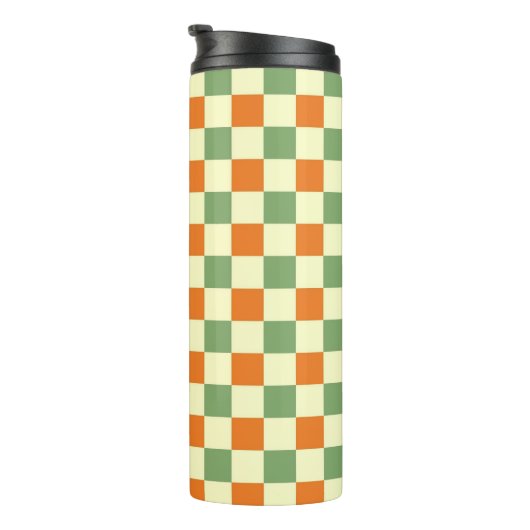 Bouteilles Isothermes Green Orange Brown À damiers En vichy Motif (Tourné sur la droite)