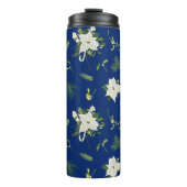 Bouteilles Isothermes Green White Floral Pattern on Navy (Devant)
