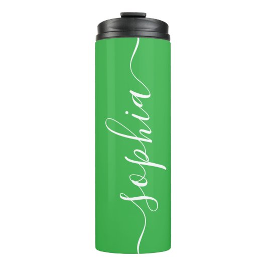 Bouteilles Isothermes Green White Script Custom Name Thermal Tumbler (Devant)