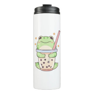 Bouteilles Isothermes Grenouille Chibi Kawaii Serrant une Tasse de Thé à