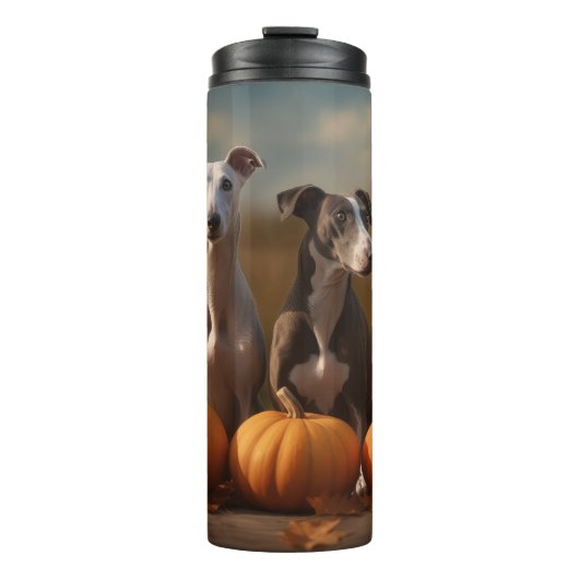 Bouteilles Isothermes Greyhound Chiot Automne Citrouille de plaisir (Devant)