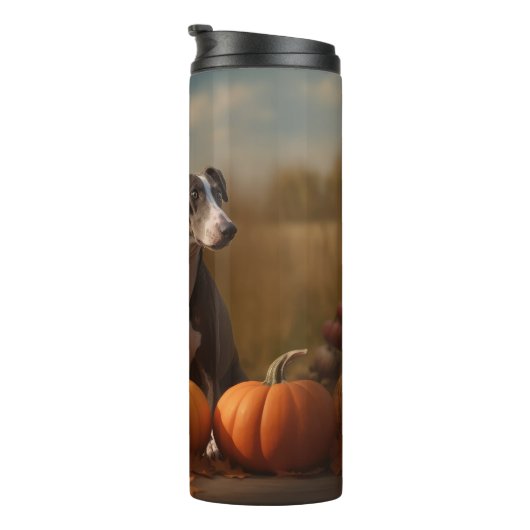 Bouteilles Isothermes Greyhound Chiot Automne Citrouille de plaisir (Tourné sur la droite)