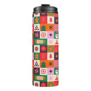 Bouteilles Isothermes Grille de thème de Noël colorée d'icônes de vacanc
