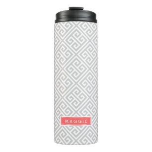 Bouteilles Isothermes Gris et corail Grec Monogramme clé