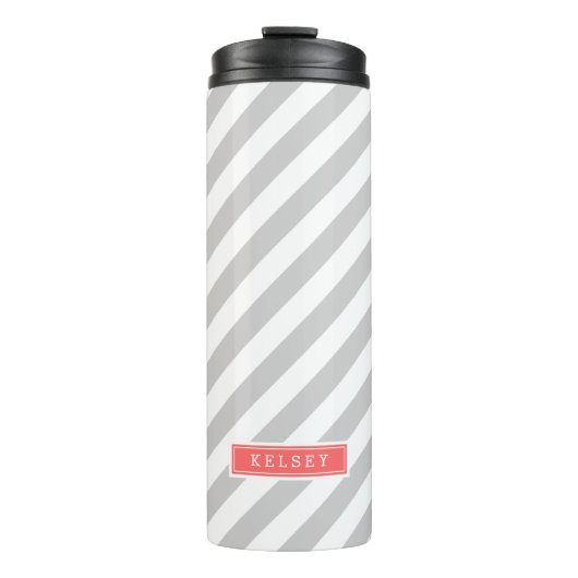 Bouteilles Isothermes Gris et corail - Gris et bandes de preppy Monogram (Devant)