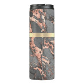 Bouteilles Isothermes Gris & Rose Gold Marble Boîte Or, Nom et Monogramm (Dos)