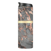 Bouteilles Isothermes Gris & Rose Gold Marble Boîte Or, Nom et Monogramm (Tourné sur la droite)