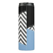 Bouteilles Isothermes Gris Zigzag, Gris Chevron, Motif Zigzag, Bleu (Dos)