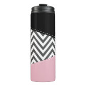 Bouteilles Isothermes Gris Zigzag, Gris Chevron, Motif Zigzag, Rose (Devant)