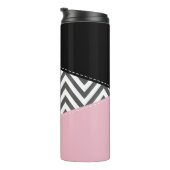 Bouteilles Isothermes Gris Zigzag, Gris Chevron, Motif Zigzag, Rose (Tourné sur la droite)