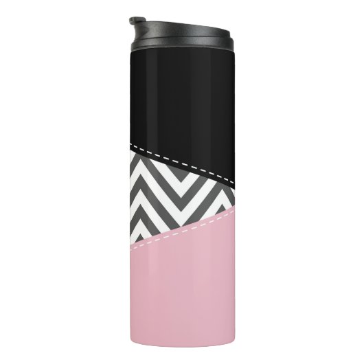 Bouteilles Isothermes Gris Zigzag, Gris Chevron, Motif Zigzag, Rose (Tourné sur la droite)