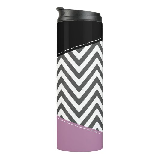 Bouteilles Isothermes Gris Zigzag, Gris Chevron, Motif Zigzag, Violet (Tourné sur la droite)