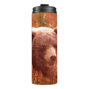Bouteilles Isothermes Grizzly Bear Cub dans Fireweed Peinture Art de la